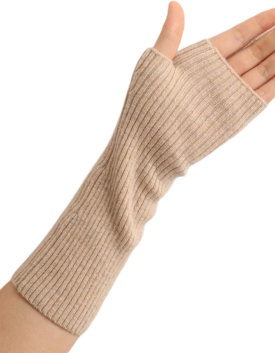 Kasjmier polswarmers armwarmers vingerloze ribgebreide handschoenen