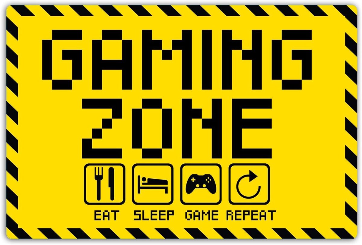 Zone 20 x 30 cm eat Sleep Game Repeat Game-bord van 3 mm PVC hardschuimplaat met uv-bescherming STROBO
