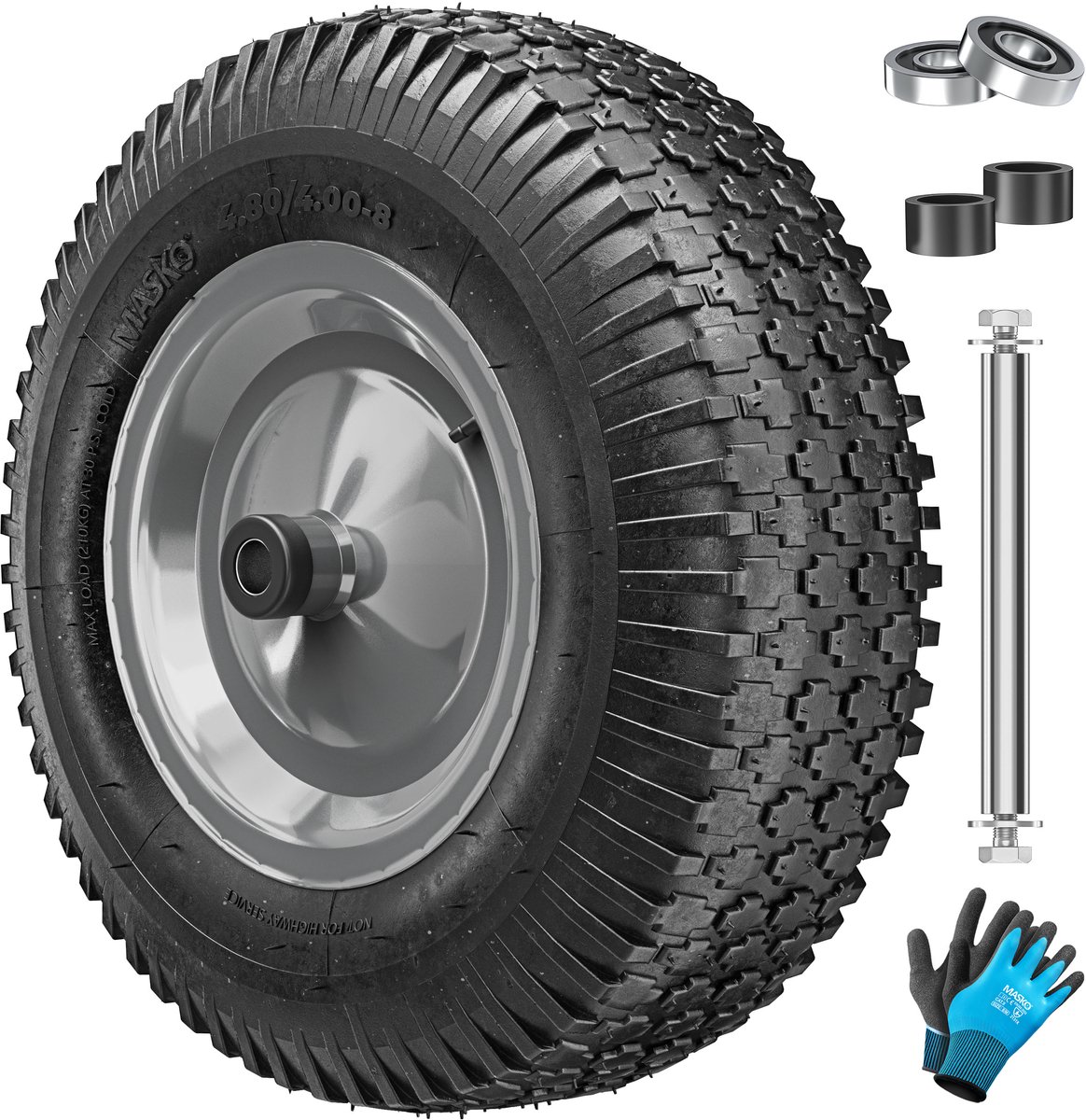 MASKO® Kruiwagenwiel - Luchtwiel 40 cm met stalen velg - 250 kg draagvermogen - Antraciet