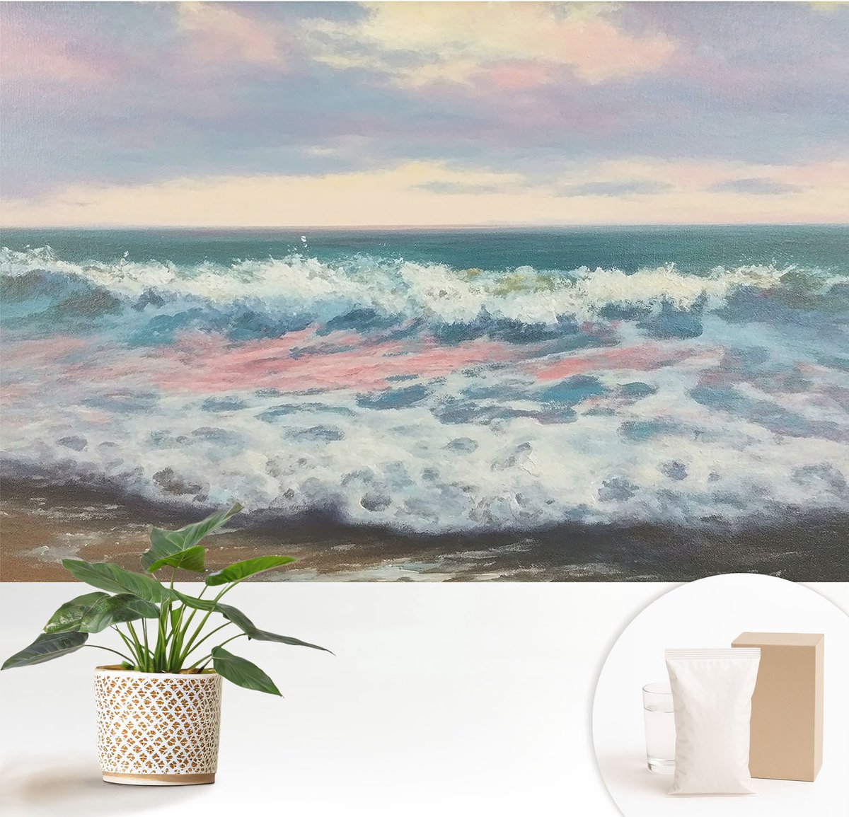 Wallfluent Fotobehang - Blauw Vliesbehang - 152x104 cm - Zeegezicht Fotobehang Vlies - Woonkamer behang Landschappen - Muurschildering - Hal behang