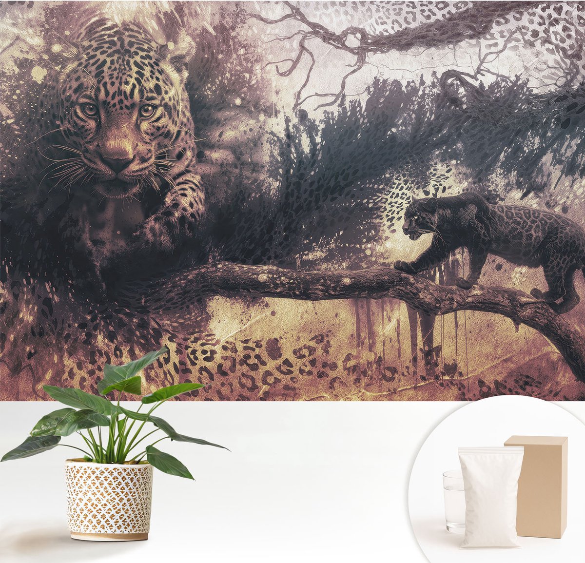 Wallfluent Fotobehang - Bruin Vliesbehang - 152x104 cm - Bosthema Muurschildering - Slaapkamer behang Dieren - Fotobehang Vlies - Slaapkamer behang