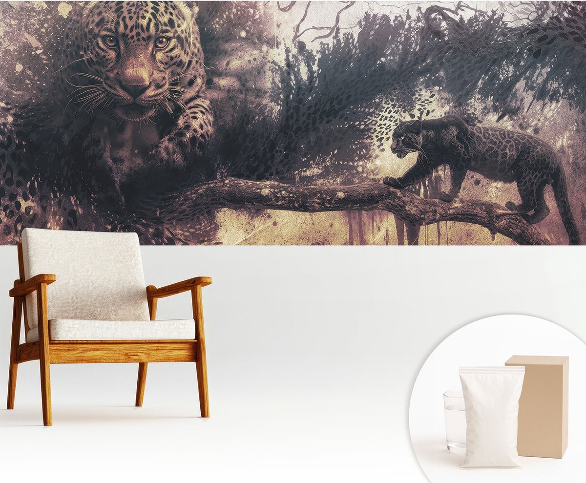 Wallfluent Fotobehang - Bruin Vliesbehang - 250x104 cm - Bosthema Muurschildering - Gang behang Dieren - Fotobehang Vlies - Slaapkamer behang