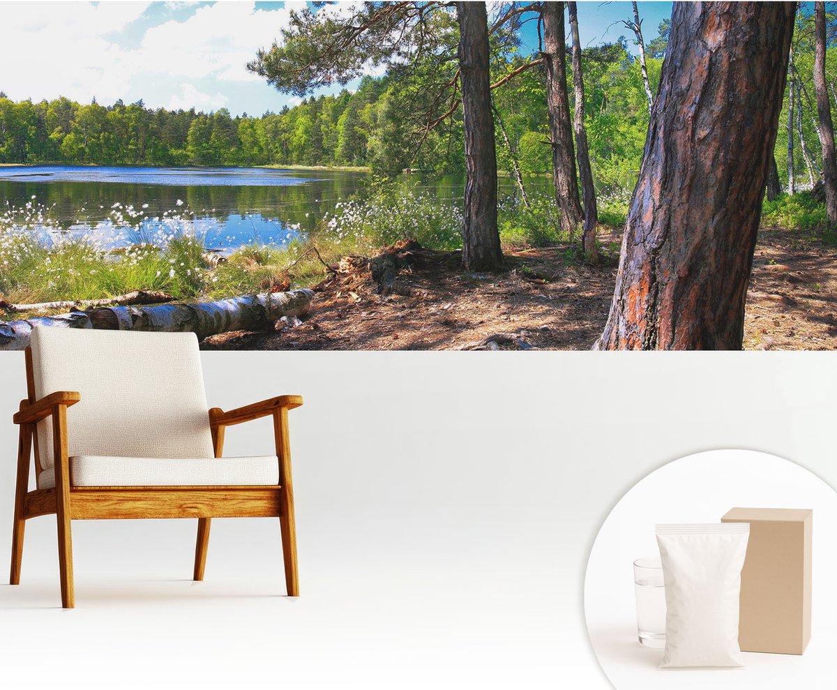 Wallfluent Fotobehang - Groente Vliesbehang - 250x104 cm - Boslandschap Fotobehang Vlies - Woonkamer behang Landschappen - Muurschildering - Hal behang