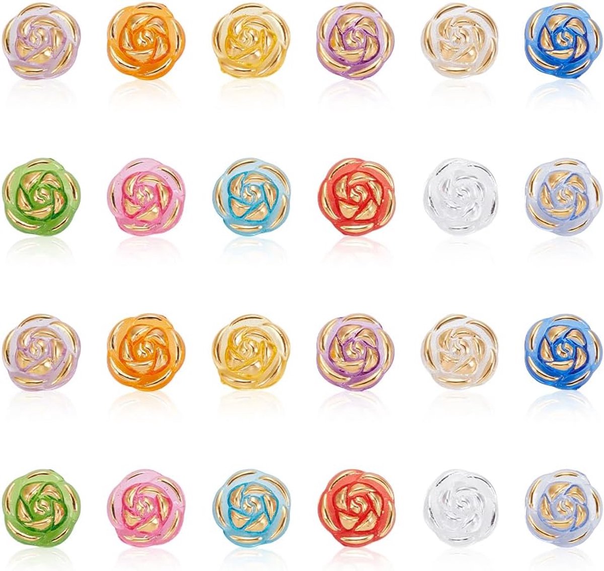 360 stuks 12 kleuren acryl roos bloemknoppen transparante bloemen naaiknopen gemengde kleuren sluiting bloemenknop decoratieve knop