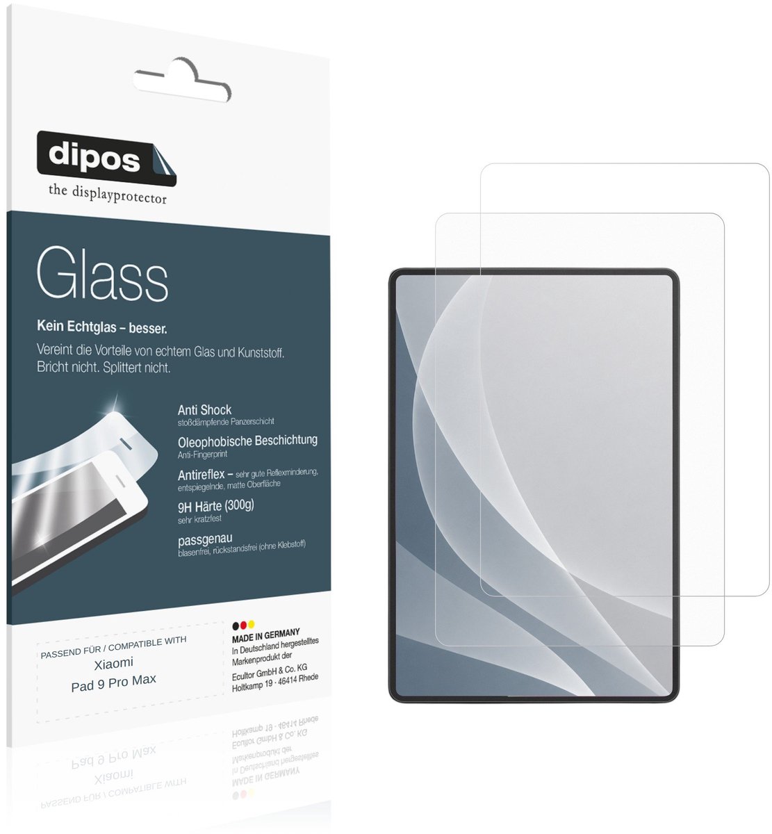 dipos – 2x Matte Pantserfolie geschikt voor Xiaomi Pad 9 Pro Max | 9H Screenprotector