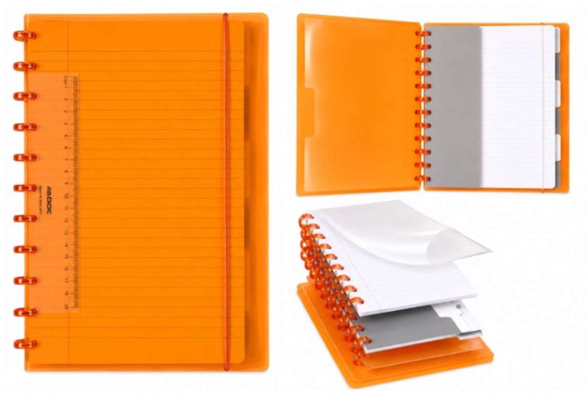 Aurora Adoc Collegeblok - Schrift - Colorlines - A4 - Oranje - Gelijnd - 1 stuk