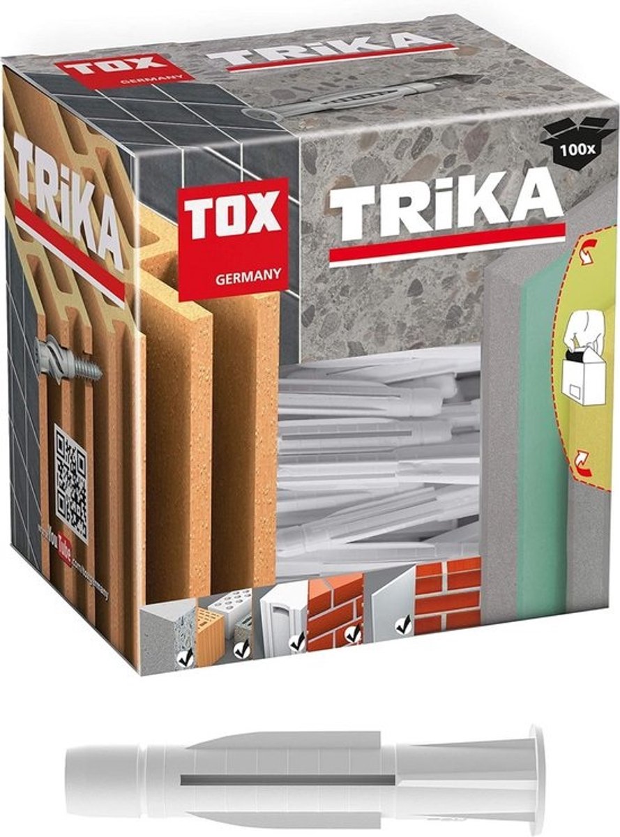 100 universele pluggen - Trika - 5 x 31 mm - Voor steen, beton en gipsplaat