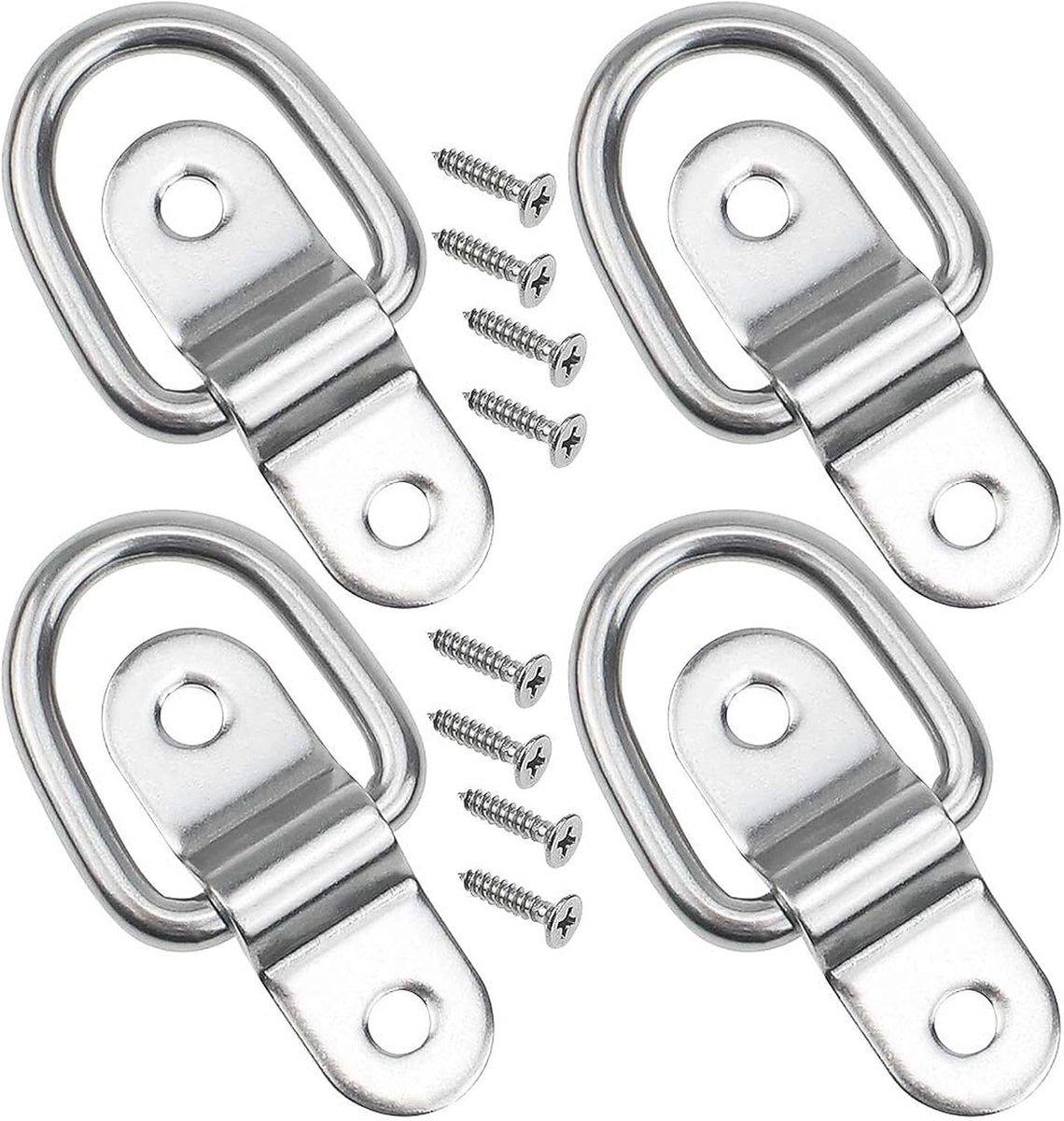 CYU Aaoao Stainless Steel D-Rings Silver with Mounting Holder and Screws for Truck, RV, Mountain Bike, Kayaks, Boats - ShopVlot