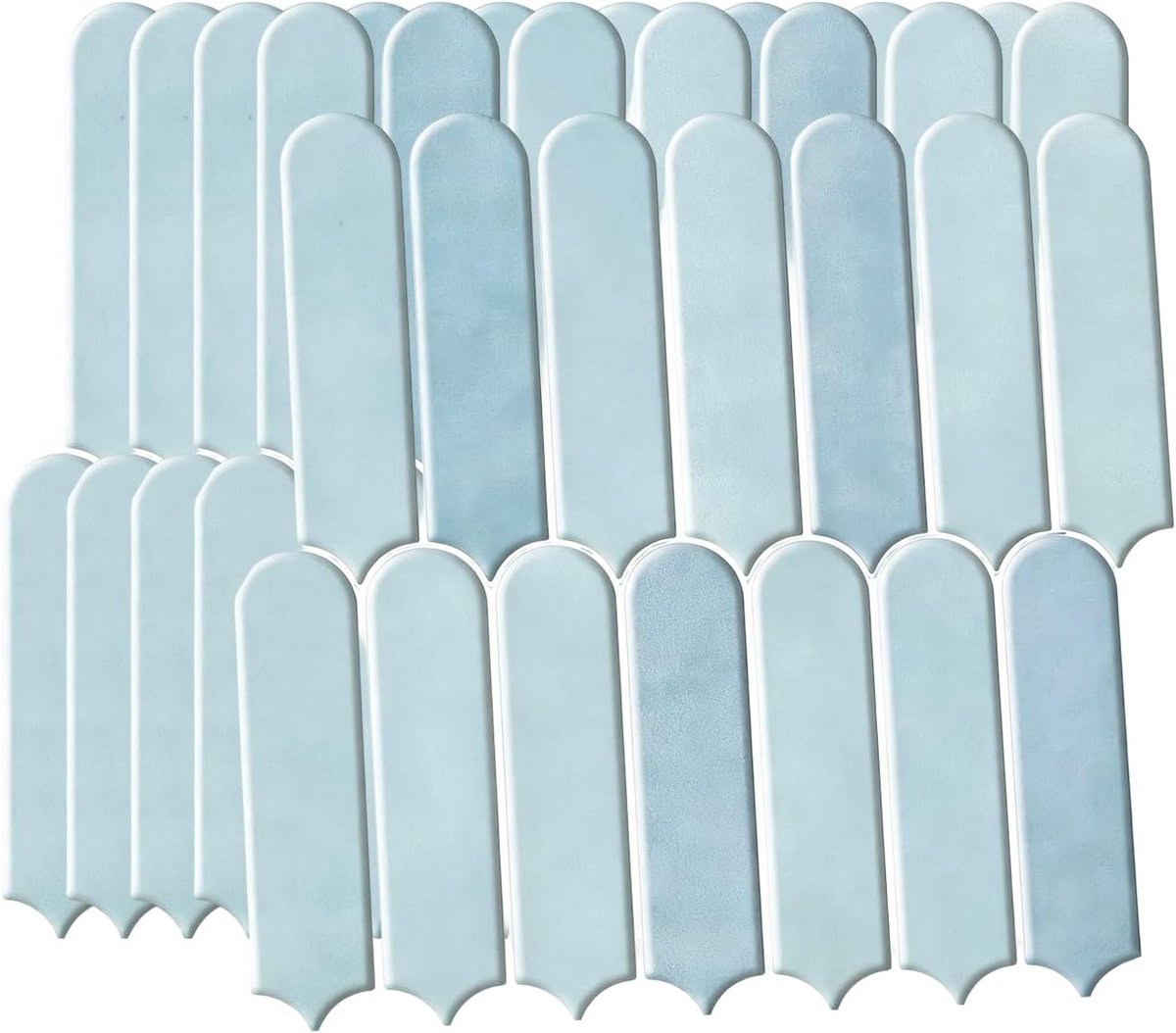 YJC0370 Adhesive Tiles Kitchen Aqua Blue 3D Tile Stickers Pack of 5 Kitchen Tiles Self-Adhesive Kitchen Back Wall - ShopVlot
