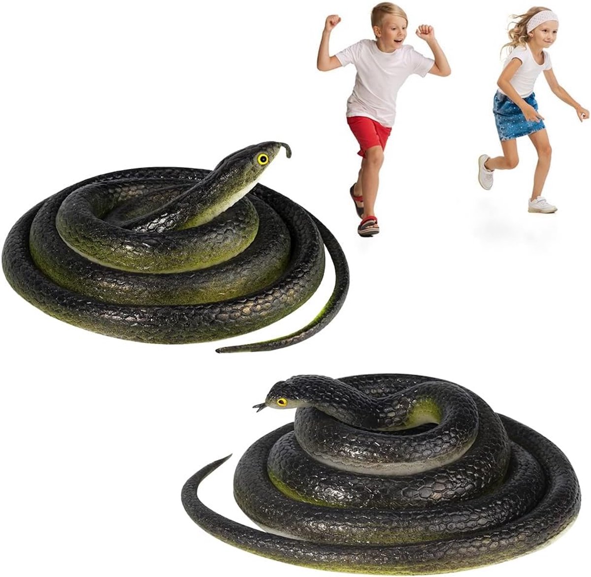 KARELLS Realistic Fake Snake, 2 Pieces Rubber Toy, Stretchy, Garden Accessories Simulation Strokes Halloween Decoration - ShopVlot