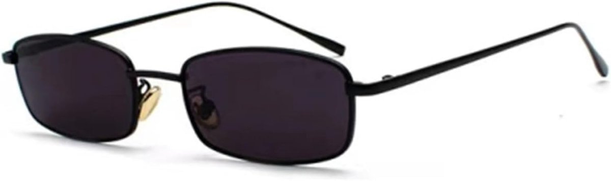 Rechthoekige zonnebril retro slank metalen frame glazen vintage rechthoekige snoepkleur zonnebril