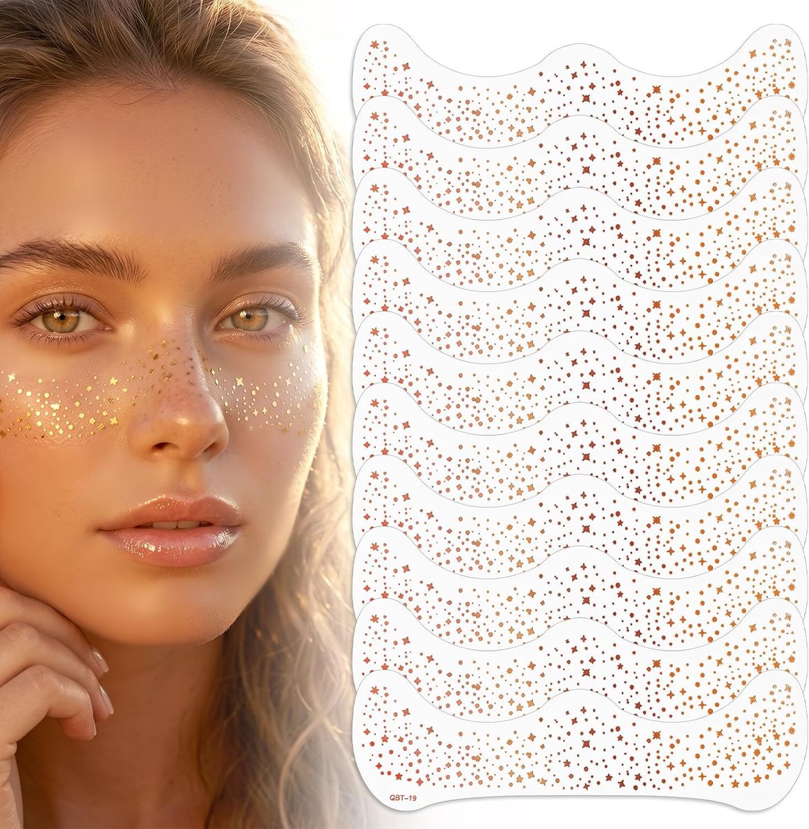 10 stuks glitter tatoeages gezicht, strand glitter sproeten