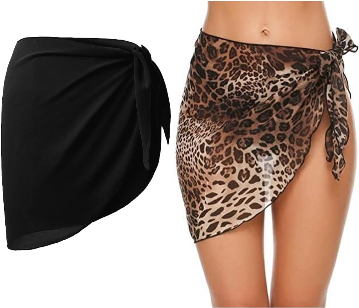 Set van 2 strandwikkels, fijne mazen, ademend, Secure Fit voor badpak, sarong, winddichte rok, lichte stof, sneldrogend, uv-afdekking voor strand en zwembad