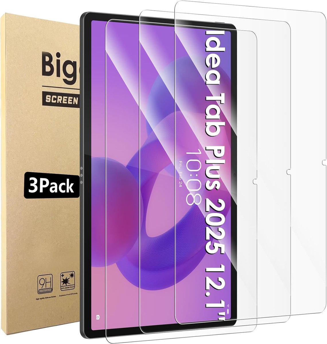 3 stuks displaybeschermfolie, compatibel met Lenovo Idea Tab Plus 2025 12,1 inch, HD helder beschermfolie, 9H hardheid, gehard glas screen protector, krasbestendig, zonder luchtbellen