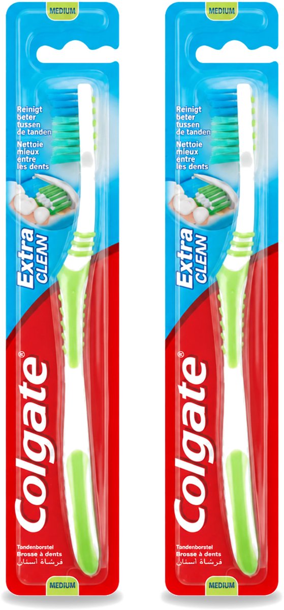 2 x Colgate - Tandenborstel - Extra Clean Medium - 1 Tandenborstel - Bulkverpakking - 2 stuks