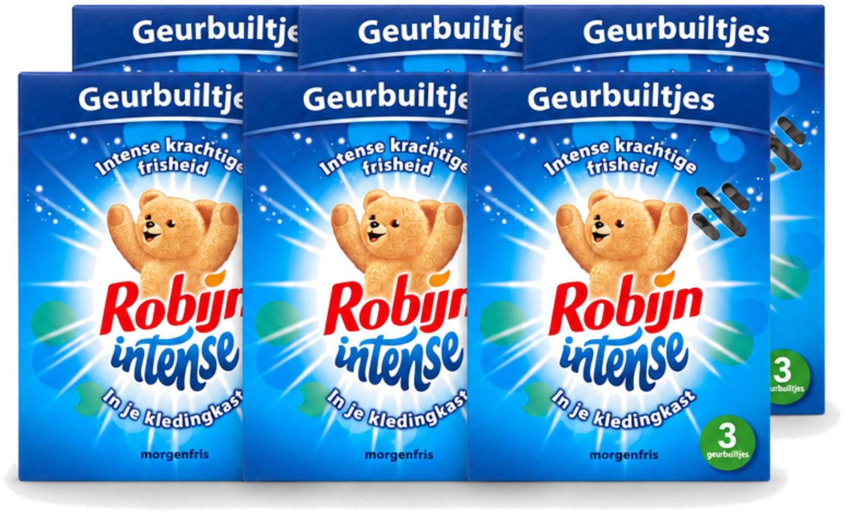 6 x Robijn - Intense - Geurbuiltjes - Langdurige Geur - Intense Frisheid - 3 Geurbuiltjes - Voordeelverpakking - 6 stuks