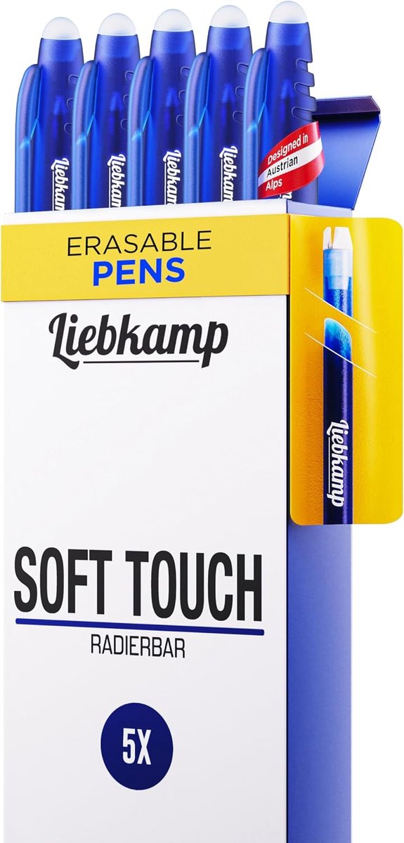 Soft Touch Erasable Ballpoint Pen, Erasable Ballpoint Pen, Erasable, Erasable Ballpoint Pen, Erasable, Pack of 5 - ShopVlot