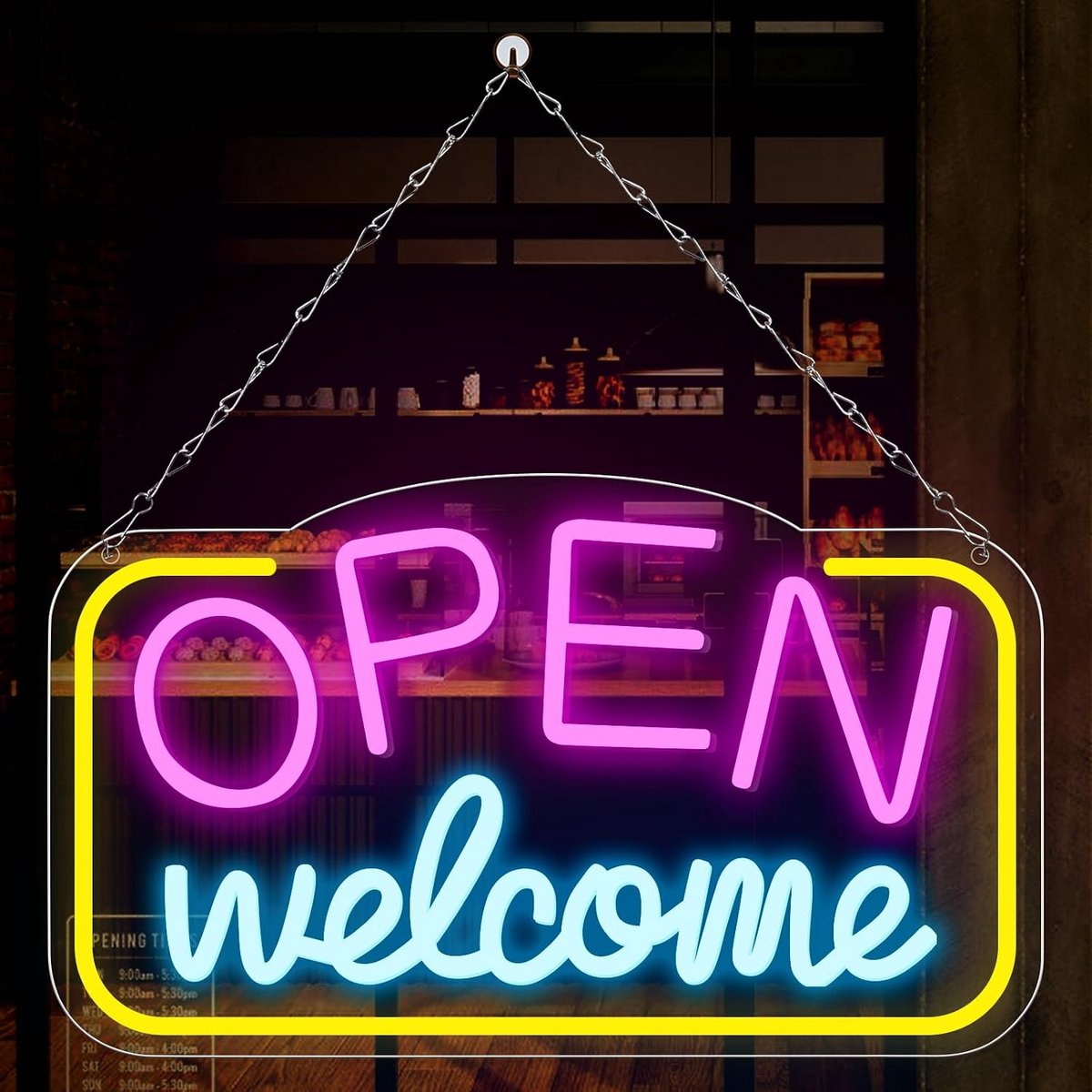 Neon sign open 17x9 inch - kleurrijk ontwerp - gepersonaliseerd - verhoogt zichtbaarheid - ShopVlot