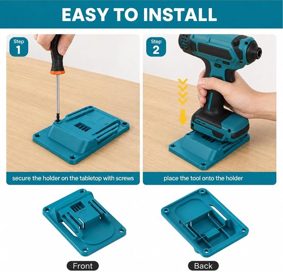 5 stuks accuschroevendraaierhouder, wandhouder, accuhouder, wandhouder, gereedschapshouder voor Makita 18 V accuschroevendraaiers en elektrisch gereedschap, werkplaats, garage, organizer — afbeelding 4