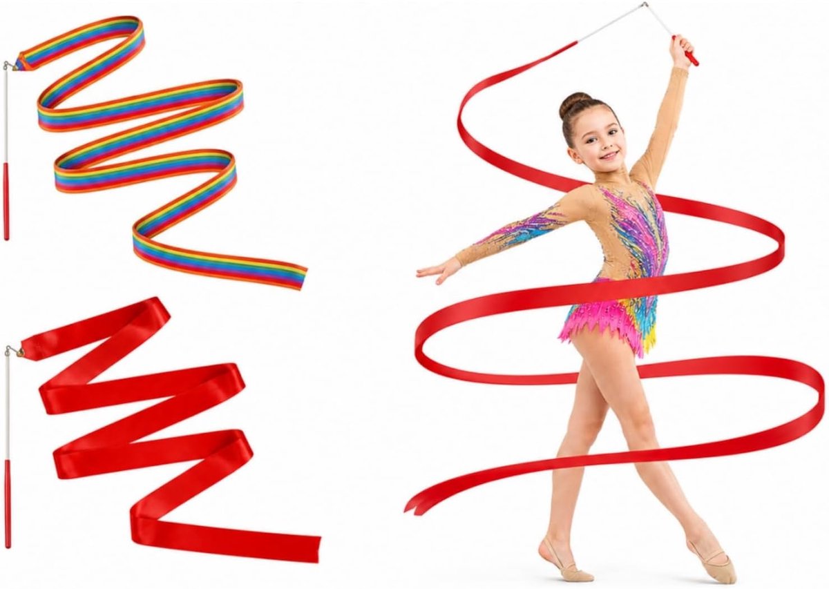 2 stuks, 4 m, ritmisch, regenboogdansbanden voor kinderen