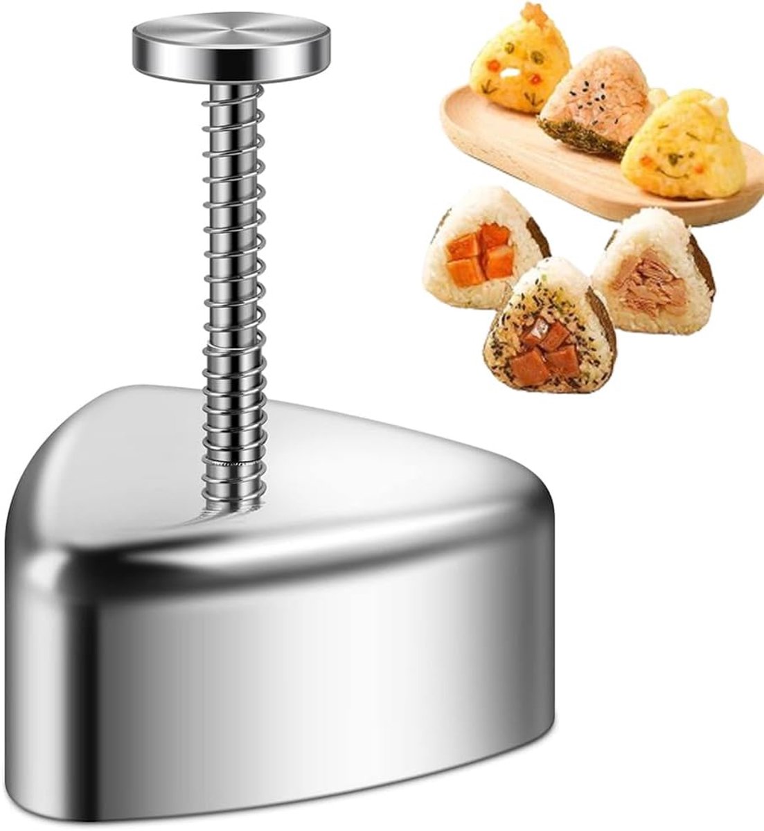 Sushi rijstvorm, onigiri vorm, roestvrij staal, nigiri maker, onigiri vorm, maker sushi-vormset voor doe-het-zelf sushi-productieset, rijstballenvorm, sushimaker, keukengereedschap