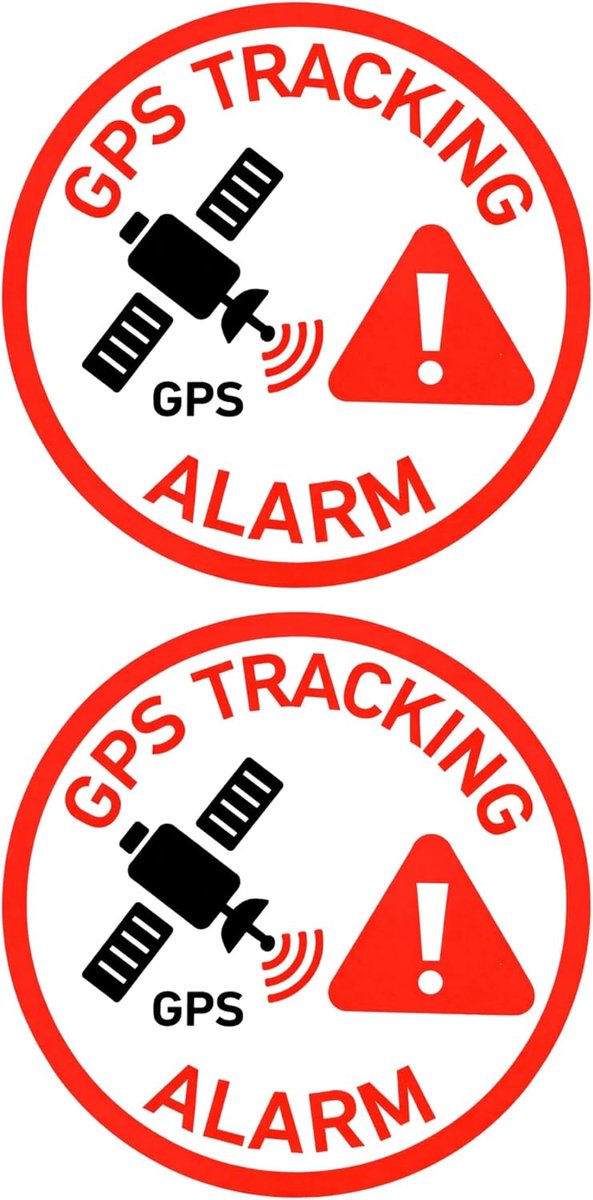 "GPS TRACKING ALARM", 2 stuks, Ø 3 cm, zelfklevende folie, buitenklevend, waarschuwingssticker voor binnen en buiten, diefstalbescherming, plakstickers, waarschuwingssticker, alarmbeveiligd