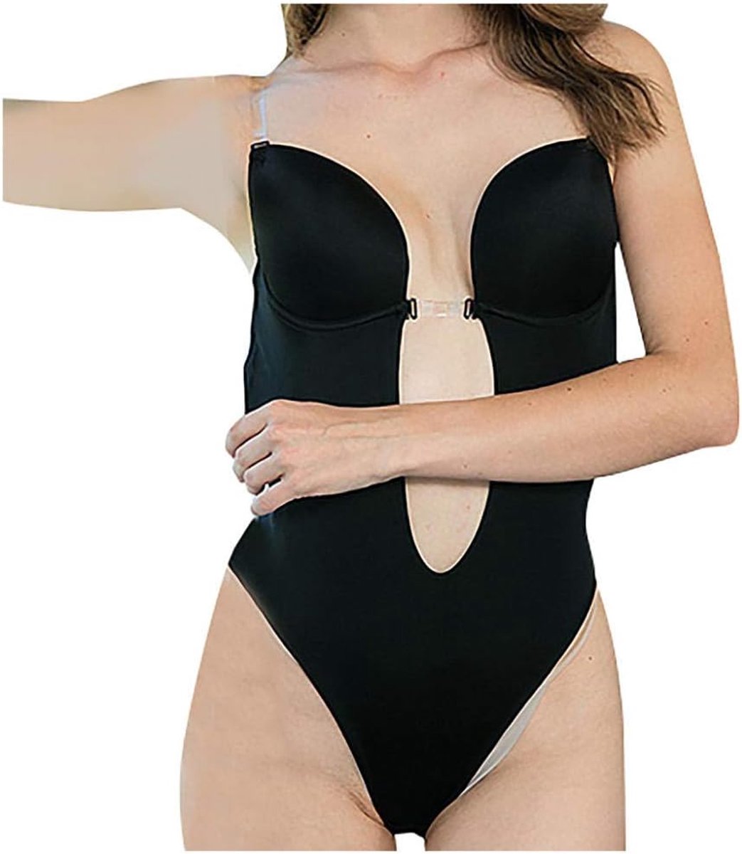 Lingerie Dameslingerie Ondergoed Sexy Lingerie Dames Diepe V-bh Kousenband Nachtkleding Uitgehold Kostuum-Black_XL