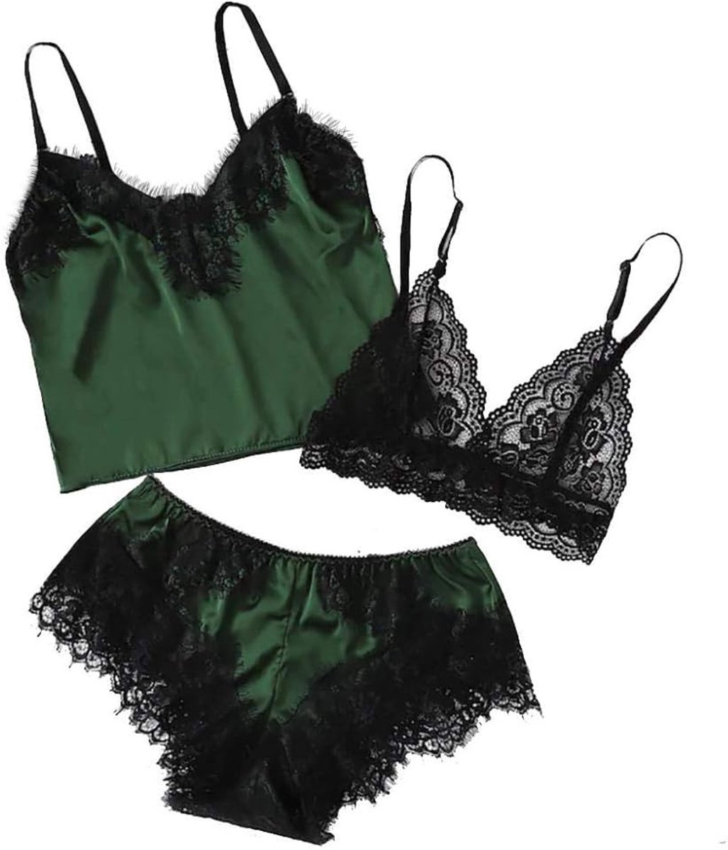 Babydolls, nachtjaponnen & negligés dames Sexy Lingerie Erotisch Kant Porno SexTransparent Crop Top Kostuums Dames Sexy Ondergoed Nachtkleding-green_L