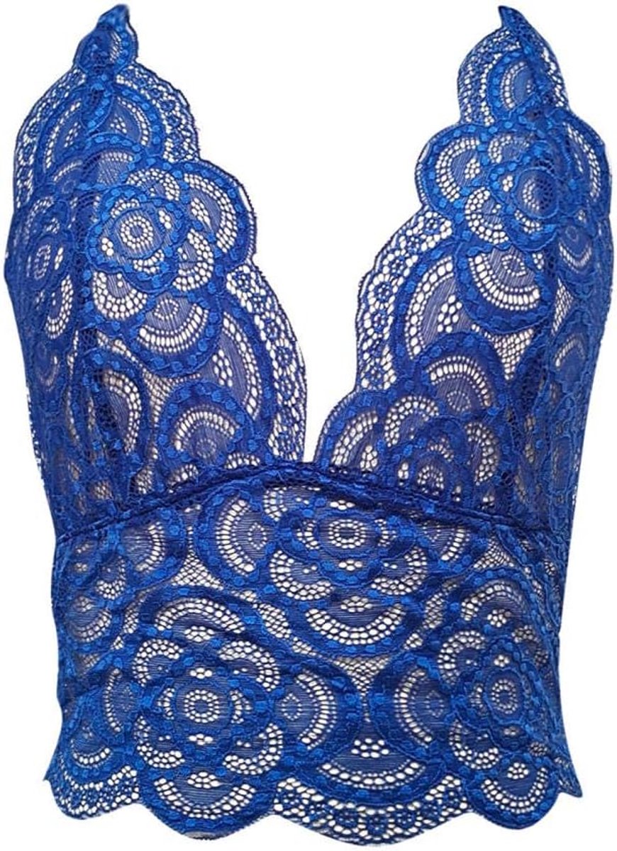 Sexy dames erotische lingerie Diepe V Vrouwen Kostuums Sexy Lingerie Ondergoed Corset Kanten Beha Erotische Sex Perspectief Porno Ondergoed Dames-Blauw_S