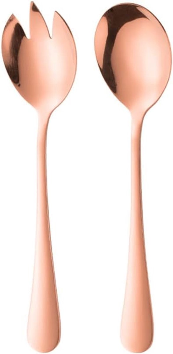 Saladebestek set van roestvrij staal, slavork, slalepel, metalen vork, lepel, serveerlepel voor hotelbuffet, diner, banket, restaurants, fruitsalade, campingbestek, roségoud