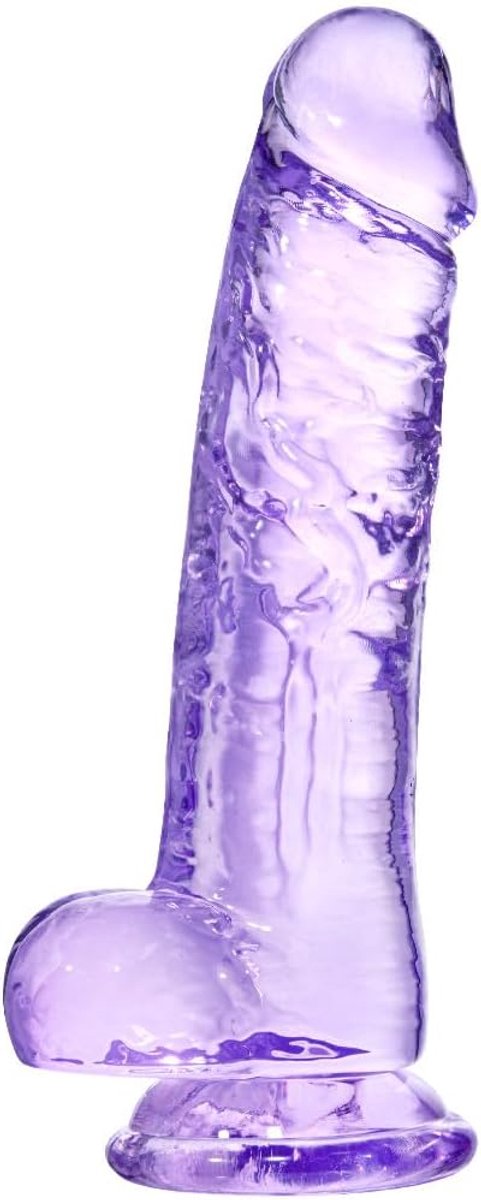 Realistische dildo, klein seksspeeltje voor volwassenen voor beginners, met gebogen schacht en ballen, geschikt voor vagina, G-spot en anus