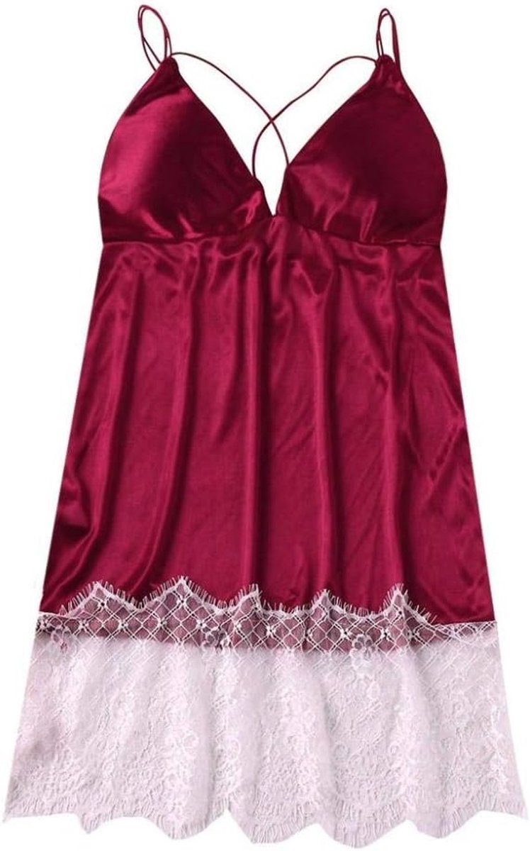 Bodystockings dames Kleding Lingerie Sexy Kostuums Perspectief Porno Sexy Ondergoed Jurk Vrouwen Pyjama-Wine_Red_S