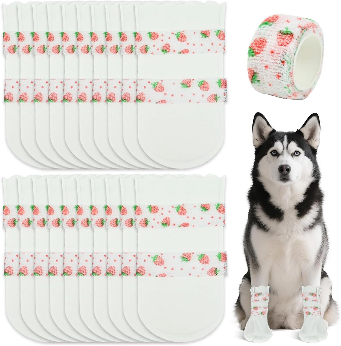 20 stuks wegwerplaarzen voor honden | Verband voor hondenpoten | Hondensokken stoppen met likken | Waterdichte hondenlaarzen voor geblesseerde poten voor binnen- en buitenuitlaten (L (17-30 kg))