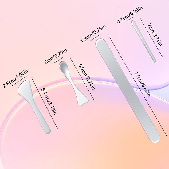 Spatels, metaal, universele crèmesspatel, hartvormig, gebogen cosmetische spatel voor smalle flessen, jam, beauty-lotion, crème — afbeelding 3