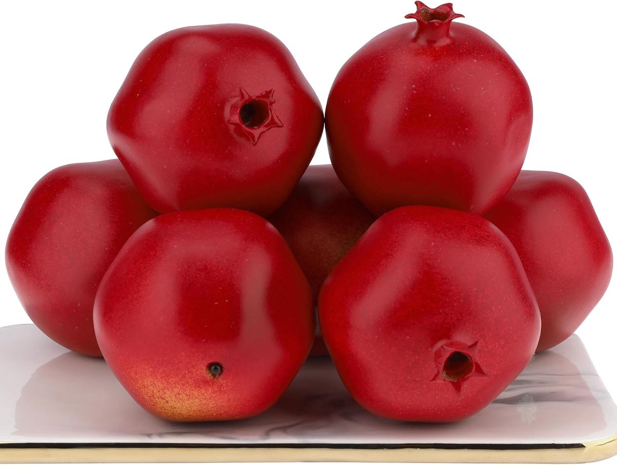 6pcs Levensecht Kunstfruit Granaatappel Decoratieve Nep Pomegranate Fruit Woonaccessoires Partij Keuken Festival Tonen