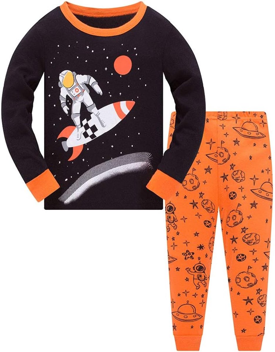 Astronaut, haai, lange mouwen, tweedelige pyjama voor kinderen van katoen, pyjamaset voor de winter, Kerstmis, nachtkleding in de maten voor 1-12 jaar, 11-12 Jaar
