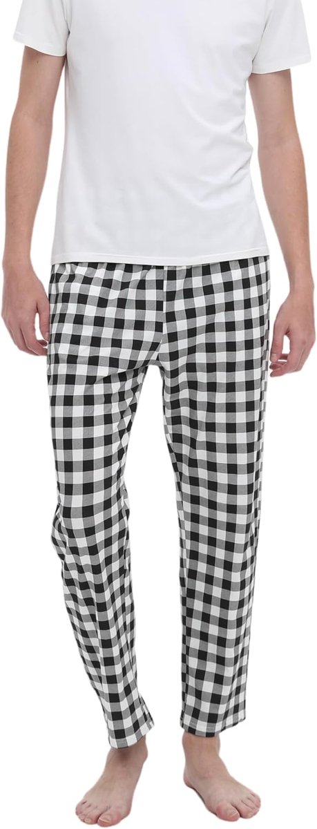 Pyjamabroek voor heren, comfortabele katoenen loungebroek, geruite pyjamabroek, nachtkleding, herenpyjamabroek