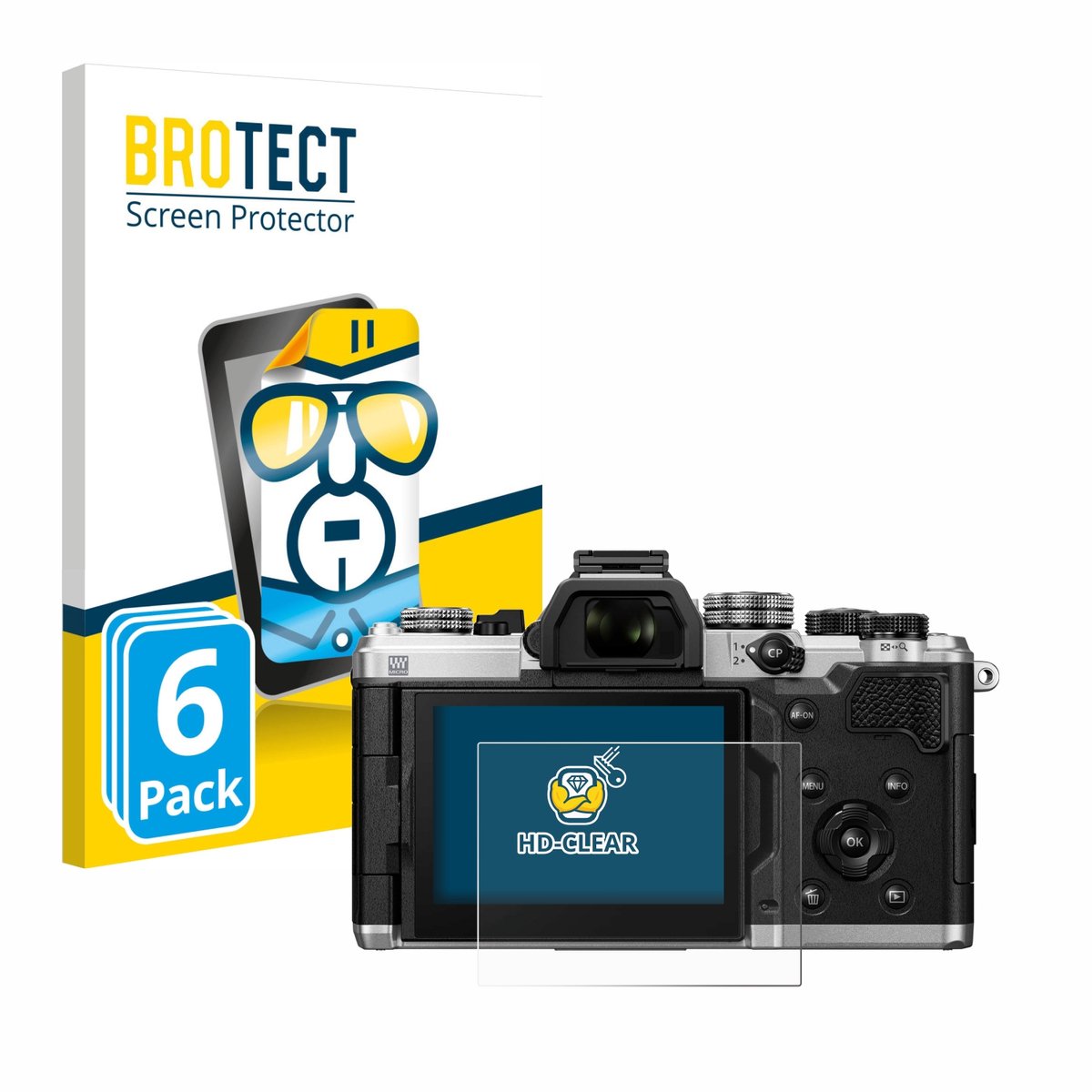 BROTECT - Screenprotector voor OM System OM-3 - Folie Beschermfolie transparant 6 Stuks