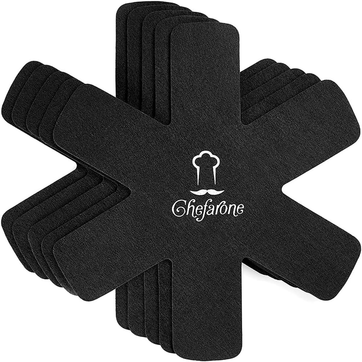 SnelShoppen - Pan Protectors 38 cm - Set van 5 Vilt Beschermende Pads - Antikras Beschermers voor Anti-aanbak en Keramische Pannen - Zwart voor Keuken
