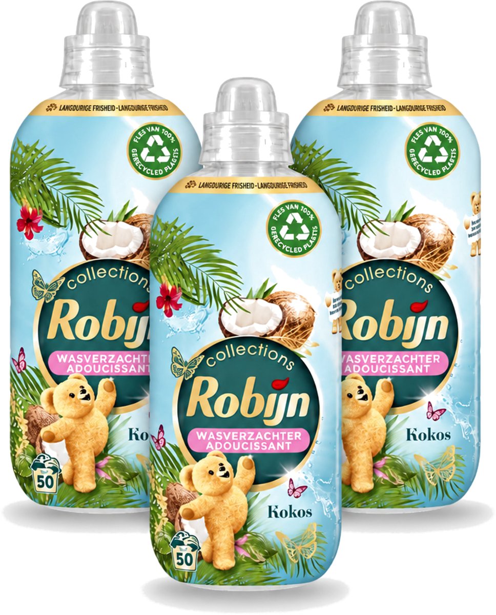 3 x Robijn Collections - Wasverzachter - Kokos - 1,25L - 50 Wasbeurten - Voordeelverpakking - 3 stuks