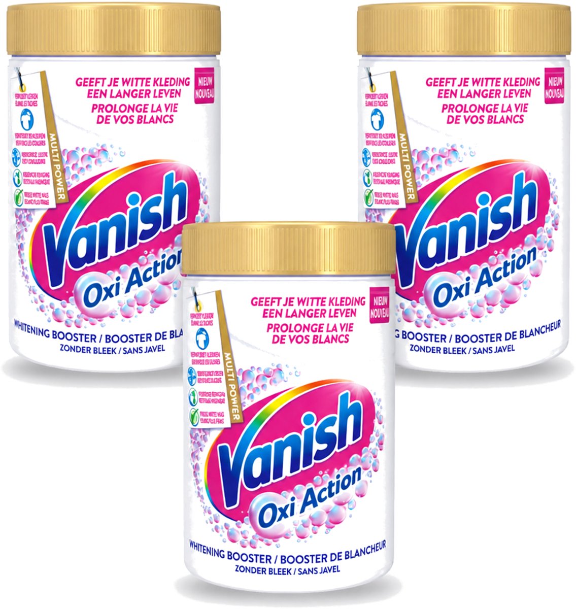 3 x Vanish Oxi Action - Vlekkenverwijderaar Poeder - Zonder Bleek - Witte Was - 710 Gram - Voordeelverpakking - 3 stuks
