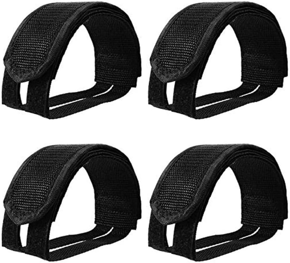 Pedalen (4 stuks), fietspedaal, toe clip-banden, twee paar, dubbele klittenbandsluiting, anti-slip, pedaal, teh clip, riem, Magic Tape, zwart