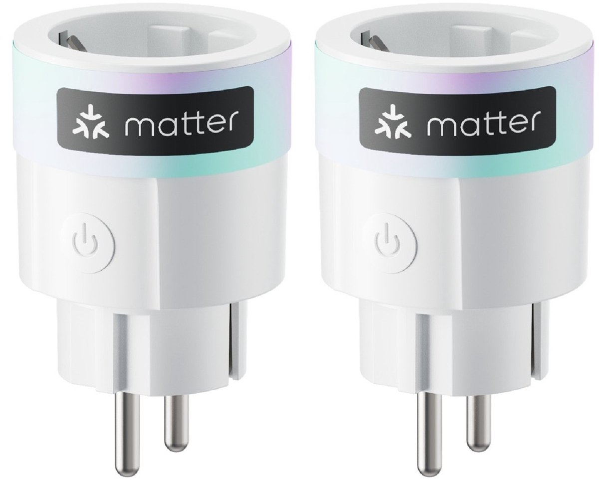 SwitchBot Plug Mini – Slimme stekker met Matter, energiemeting en spraakbediening – EU-model - 2-Pack