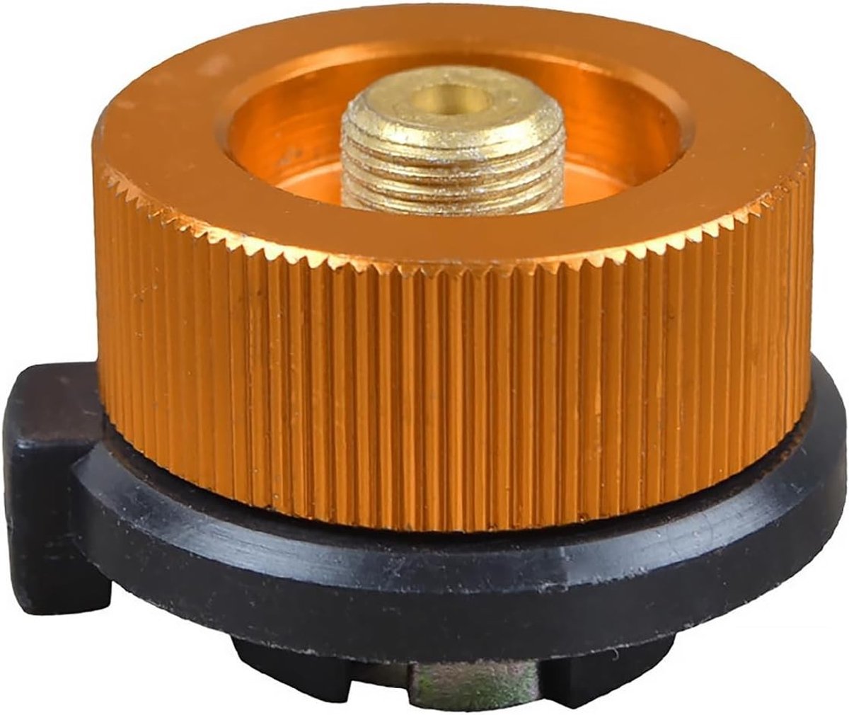 Camping Kooktoestel Aansluitadapter voor Butaangasfles naar Schroef Gascartridge - Ideaal voor Kamperen, Buiten koken en Barbecueën (Oranje, 1 Stuk)