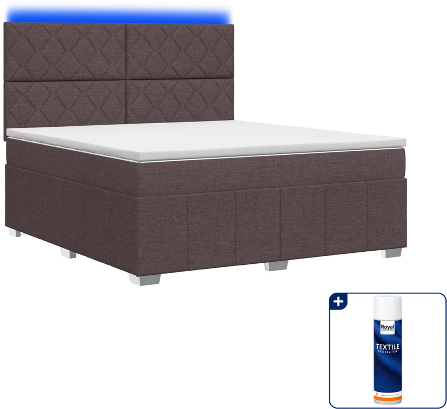 vidaXL led boxspring queensize 160 x 200 cm - donkerbruin - Inclusief textielbeschermer 500 ml