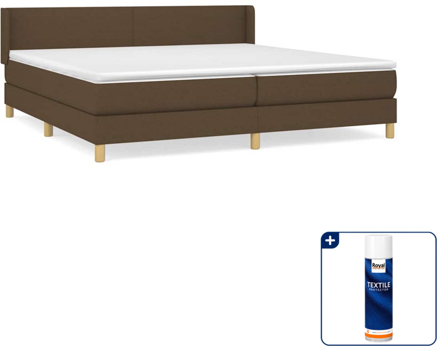 vidaXL boxspring met matras - 200 x 200 cm - donkerbruin - Inclusief textielbeschermer 500 ml