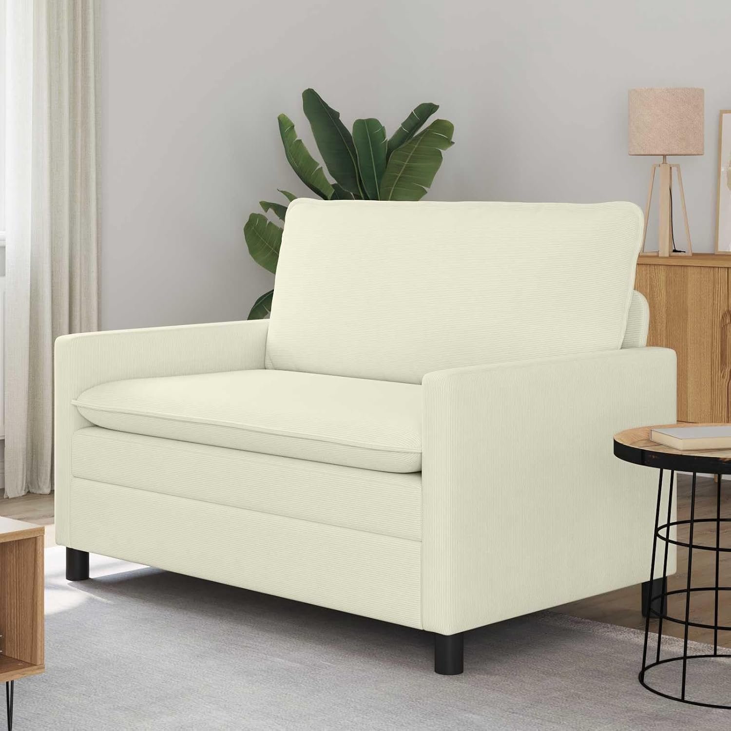 Sofa crème 126 x 81 x 87,5 cm corduroy stof