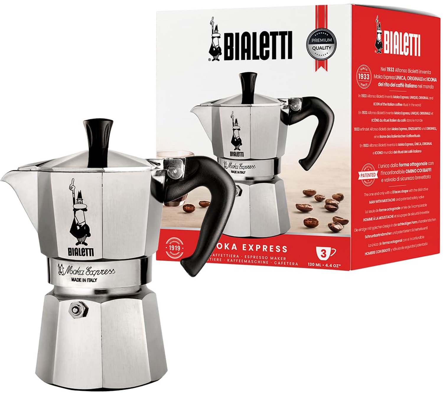 Moka Express Koffiezetapparaat voor 3 Kopjes van Aluminium