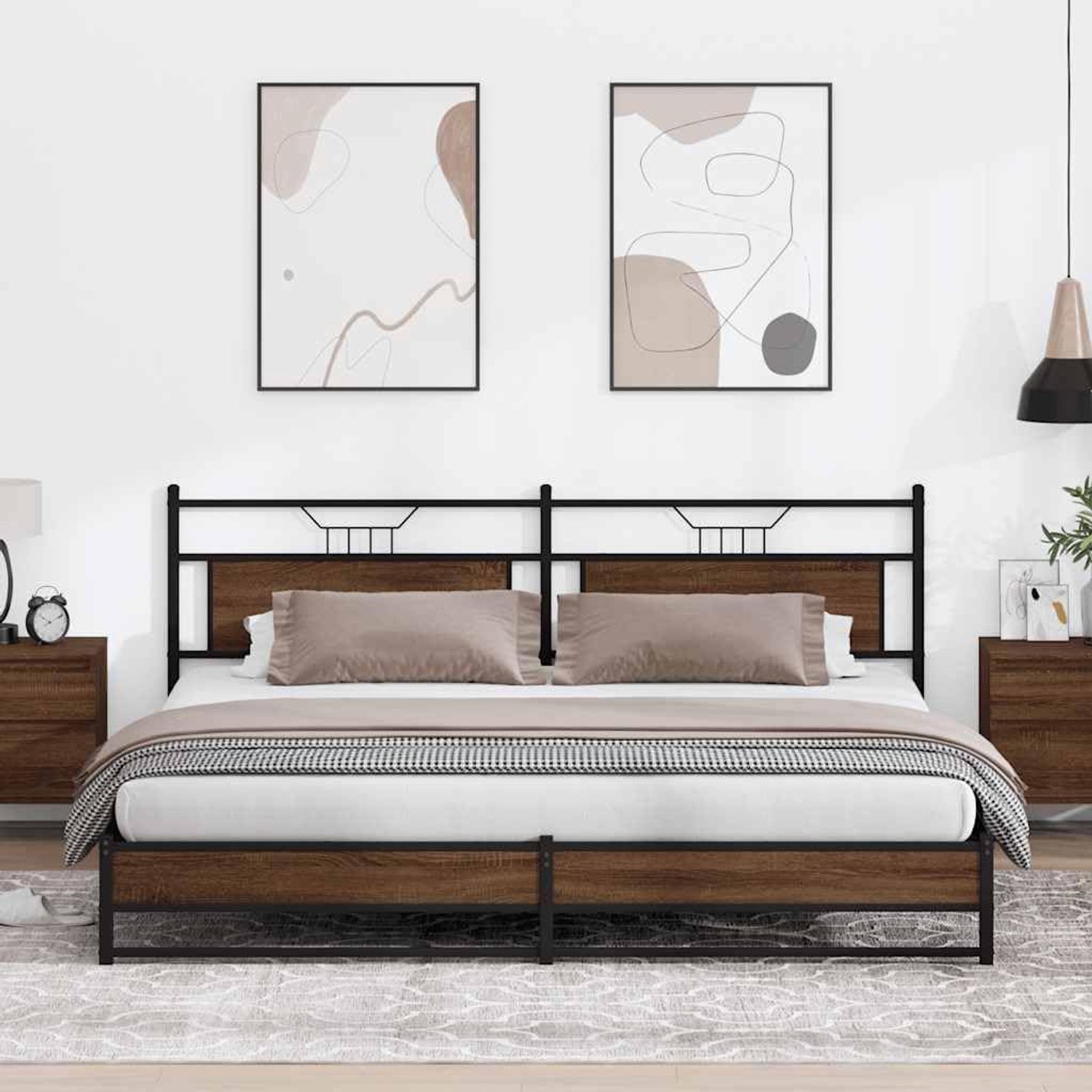 Bedframe met lattenbodem voor slaapkamer 200x200 cm bruin eikenkleur