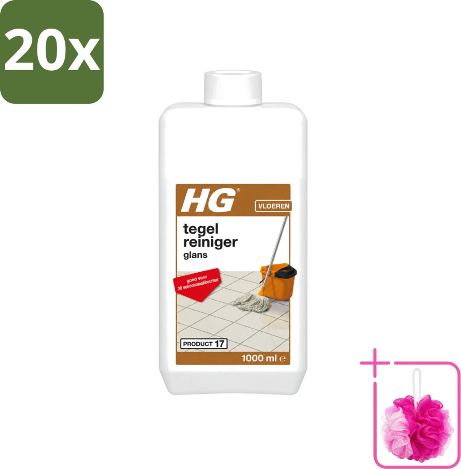 20 x HG - Vloeren - Tegelreiniger Glans - Biologisch Afbreekbaar - 1L - Bulkverpakking - Tegelreiniger - Douchemop - Glans herstellen